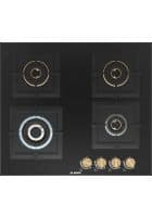 BOSCH Series 4 60 cm Tempered glass 4 Burner Automatic Gas Hob Black (PNH6B6F20I)