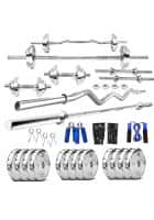 BULLAR 30 Steel Home Gym Set with 4Ft Curl, 5Ft Straight Rod, Pair Star nut Dumbbell Rods, Steel Weight Plates Combo, Gym Equipment for Home Workout Fitness Kit Professional Exercise Set