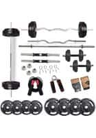 BULLAR Cast Iron Home Gym Set 30 kg Cast Iron Weight Plates Combo with 5Ft Straight and 4ft Curl Rod, Pair of Dumbbell Rods and Workout Equipments for Men