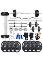 BULLAR Cast Iron Home Gym Set 40 kg Cast Iron Weight Plates Combo with 5Ft Straight and 4ft Curl Rod, Pair of Dumbbell Rods and Workout Equipments for Men