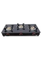 Butterfly Trio Glasstop 3 Burner Manual Gas Stove (Black)