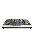 Carysil CT-01 Glass Top 4 Burner Hob top, Manual Ignition, Top Knob (Black)