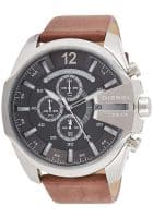 Diesel Mens Mega Chief Chronograph Leather Watch (DZ4290) (Black Free Size)