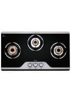 Elica 3 Burners Gas Stove Dual Tone Toughened Glass Black (773CTVETRO(TKNCROWNDTAISERIES))