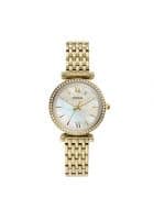 Fossil Analog White Dial Womens Watch Gold (ES4735)