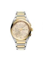 Fossil Men Everett Stainless Steel Dress Quartz Chronograph Watch Silver and Gold (FS5796)