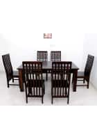 Furniture Adda Empire 6 Seater Dining Table Set (Dark Walnut)