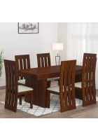 Furniture Adda Highlight Dining Table Set (Off White)