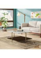 Furniture Adda Marble Wood & Steel Shap Coffee Table (Gold)