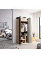 Furniture Adda Nirvana Modern Wardrobe with Curtain Natural (WRB.125)