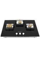 Faber 3 Burners Gas Stove Glass Stainless Steel Black (HTG 753 CRS BR CI)