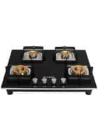 Faber 4 Burners Gas Hob Glass Stainless Steel Black (HTG 654 CRS BR CI)