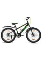 GANG SKYLINE Front-Suspension Dual Disc Brake Single Speed 24T (Frame 13 inch) Mountain Cycle (Black, Green)