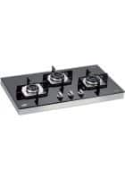 Glen 3 Burner Glass Hobtop SS Frame Italian Double Ring Burner Auto Ignition (1073 SQF IN)