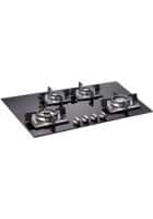 Glen 4 Burner Built-in Glass Hob Triple Ring Burner Forged Brass Double Ring Burner Auto Ignition (1074 SQ DB TR)