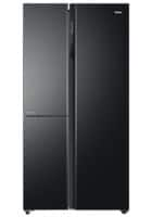 Haier 628 L Frost Free Side By Side Door Refrigerator Black Glass (HRT-683KG)