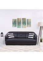 Home Edge Bario 3-Seater Leather Sofa (Black) Solid Wood