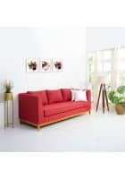 Home Edge Elina 3-Seater Fabric Sofa (Burgundy) Solid Wood