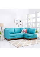 Home Edge Elina L-Shaped Fabric Sofa (Blue) Solid Wood