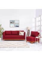 Home Edge Elina L-Shaped Fabric Sofa (Burgundy) Solid Wood