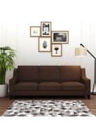 Home Edge Abbey 3 Seater Fabric Sofa (Brown) Solid Wood