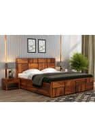 Home Edge Linux King Box Storage Bed (Finish Color-Teak)