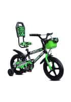 Leader Racer 14T Single Speed Road Cycle With Training Wheels (Semi-Assembled) For Kids (Black and Green)