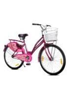 Leader Ladystar Breeze 26T Single Speed Bicycle With Basket And Integrated Carrier For Women (Pink)