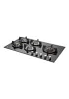 KAFF 5 Burner Black Tempered Glass Built-in Gas Hob (Stainless Steel Dip Tray, KH 86 BR 53, Black)