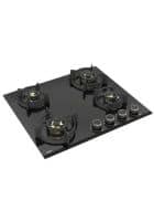 Kaff Glass Top 4 Burner Gas Hob (Black, HOB ASF 604)