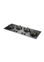 KAFF MSM 104 | 4 Full Brass High Efficiency Burners with FFD |Thick Premium Frosted Black Glass