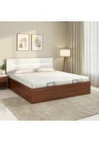 Nilkamal Capsule Prime with 3/4 Hydraulic Storage Lighted Headboard Engineered Wood Queen Hydraulic Bed (Walnut)