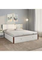 Nilkamal Galaxy Premier Storage Bed with Lighted Headboard Engineered Wood King Hydraulic Bed (White)