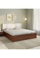 Nilkamal Galaxy Premier Storage Bed with Lighted Headboard Engineered Wood Queen Hydraulic Bed (Walnut)