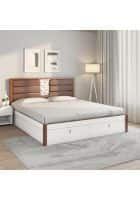 Nilkamal Noir Premier Storage Bed with Upholstered Headboard Engineered Wood King Hydraulic Bed (White)