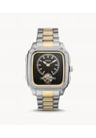 Fossil Inscription Analog Black Dial Men Watch Silver and Gold (ME3237)