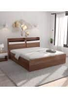 Neudot Calton King Engineered Wood Hydraulic Bed With Matt Finish (Teak)