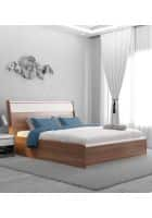 Neudot Lixo Queen Engineered Wood Box Bed With Matt Finish (Teak)