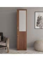 Neudot Monte 1 Door Wardrobe with Mirror - Leon Teak, Single Door, Shelves