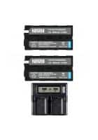 Newell Replacement Battery NP-F970 (pack of 2) with Newell DC-LCD Dual Channel Battery Charger for NP-F970 Black