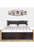 Pai Sheesham Wood Queen Size Bed With Front Pull Out Storage (Pfbd161-5 Fp) Walnut