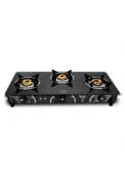 Preethi GTS124 Zeal Glass Top 3 Burner Gas Stove, Manual Ignition (Black)