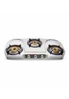 Preethi Topaz Stainless Steel 3 Burner Gas Stove, Manual Ignition (Stainless Steel)