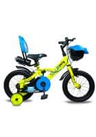 SHELDON Puffy Cycle for Kids with Basket and Support Wheel (Blue and Yellow)