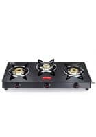 Prestige 3 Brass Burners Marvel Plus Auto Ignition Glass top Black (GTM 03 AI-40207)