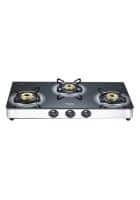 Prestige 3 Brass Burners Royale Plus Glass Top Gas Stove Black (GT 03L SS-40178)