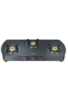 Prestige 3 Brass Burners Schott Glass Gas Stove Black (GTS 3L-D-40170)