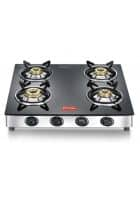 Prestige 4 Brass Burners Marvel Plus Stainless Steel Glass top Black (GTM 04 SS-40358)