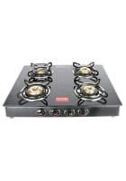 Prestige 4 Brass Burners Royale Plus Schott Glass Gas Stove Black (GT04 AI-40308)