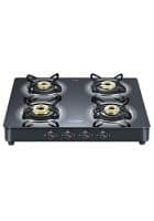 Prestige 4 Brass Burners Royale Plus Schott Glass Gas Stove Black (GT04 L-40278)